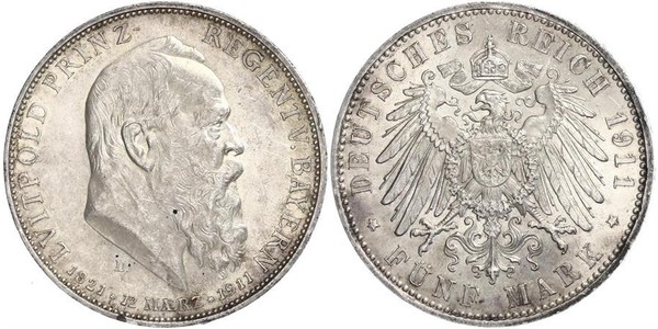 5 Mark Königreich Bayern (1806 - 1918) Silber Otto (Bayern)(1848 – 1916)