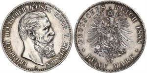 5 Mark Königreich Preußen (1701-1918) Silber Friedrich III. (Deutsches Reich) (1831-1888)