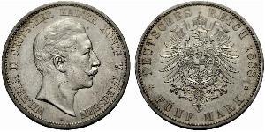 5 Mark Königreich Preußen (1701-1918) Silber Wilhelm II, German Emperor (1859-1941)