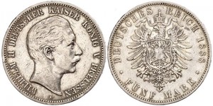 5 Mark Königreich Preußen (1701-1918) Silber Wilhelm II, German Emperor (1859-1941)