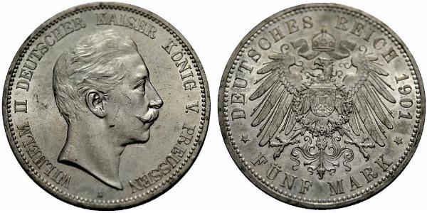 5 Mark Königreich Preußen (1701-1918) Silber Wilhelm II, German Emperor (1859-1941)