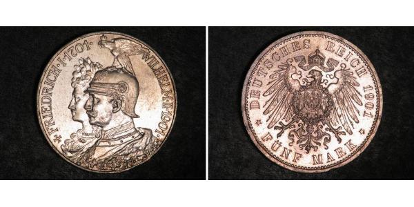5 Mark Königreich Preußen (1701-1918) Silber Wilhelm II, German Emperor (1859-1941)