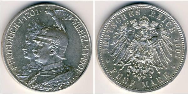 5 Mark Königreich Preußen (1701-1918) Silber Wilhelm II, German Emperor (1859-1941)