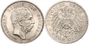 5 Mark Königreich Sachsen (1806 - 1918) Silber Albert (Sachsen)