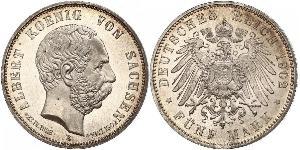 5 Mark Königreich Sachsen (1806 - 1918) Silber Albert (Sachsen)