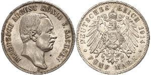 5 Mark Königreich Sachsen (1806 - 1918) Silber Friedrich August III. (Sachsen) (1865-1932)