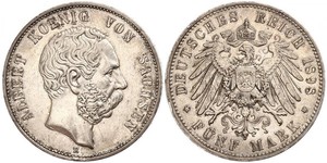 5 Mark Königreich Sachsen (1806 - 1918) Silber Albert (Sachsen)