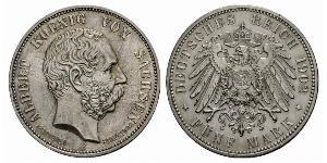5 Mark Königreich Sachsen (1806 - 1918) Silber Albert (Sachsen)