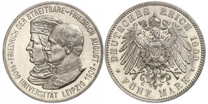 5 Mark Königreich Sachsen (1806 - 1918) Silber Friedrich August III. (Sachsen) (1865-1932)