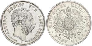 5 Mark Königreich Sachsen (1806 - 1918) Silber Albert (Sachsen)