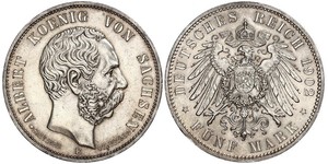 5 Mark Königreich Sachsen (1806 - 1918) Silber Albert (Sachsen)