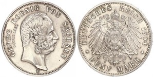 5 Mark Königreich Sachsen (1806 - 1918) Silber Georg (Sachsen)