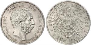 5 Mark Königreich Sachsen (1806 - 1918) Silber Albert (Sachsen)