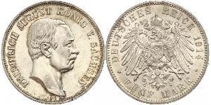 5 Mark Königreich Sachsen (1806 - 1918) Silber Friedrich August III. (Sachsen) (1865-1932)