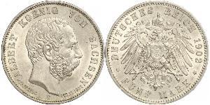 5 Mark Königreich Sachsen (1806 - 1918) Silber Albert (Sachsen)