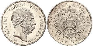 5 Mark Königreich Sachsen (1806 - 1918) Silber Albert (Sachsen)