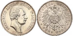5 Mark Königreich Sachsen (1806 - 1918) Silber Friedrich August III. (Sachsen) (1865-1932)