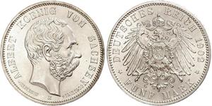 5 Mark Königreich Sachsen (1806 - 1918) Silber Albert (Sachsen)