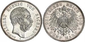 5 Mark Königreich Sachsen (1806 - 1918) Silber Albert (Sachsen)