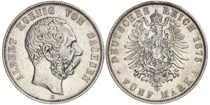 5 Mark Königreich Sachsen (1806 - 1918) Silber Albert (Sachsen)