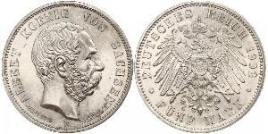 5 Mark Königreich Sachsen (1806 - 1918) Silber Albert (Sachsen)