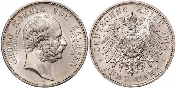 5 Mark Königreich Sachsen (1806 - 1918) Silber Georg (Sachsen)