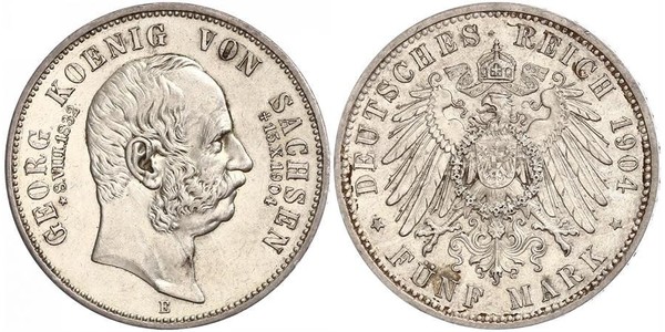 5 Mark Königreich Sachsen (1806 - 1918) Silber Georg (Sachsen)