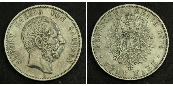 5 Mark Königreich Sachsen (1806 - 1918) Silber Albert (Sachsen)