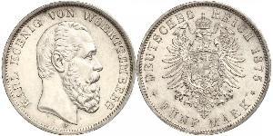 5 Mark Königreich Württemberg (1806-1918) Silber Karl (Württemberg)