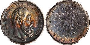 5 Mark Königreich Württemberg (1806-1918) Silber Karl (Württemberg)