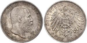 5 Mark Königreich Württemberg (1806-1918) Silber Wilhelm II, German Emperor (1859-1941)