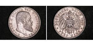 5 Mark Königreich Württemberg (1806-1918) Silber Wilhelm II, German Emperor (1859-1941)