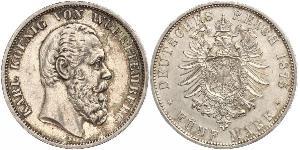 5 Mark Königreich Württemberg (1806-1918) Silber Karl (Württemberg)