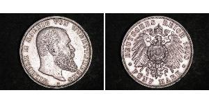 5 Mark Königreich Württemberg (1806-1918) Silber Wilhelm II, German Emperor (1859-1941)