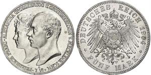 5 Mark Mecklenburg-Schwerin (1352-1918) Silber Frederick Francis IV, Grand Duke of Mecklenburg (1882 - 1945)