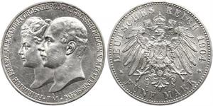 5 Mark Mecklenburg-Schwerin (1352-1918) Silber Frederick Francis IV, Grand Duke of Mecklenburg (1882 - 1945)