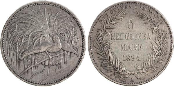 5 Mark Neuguinea Silber 