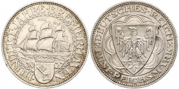 5 Mark Weimarer Republik (1918-1933) Silber 