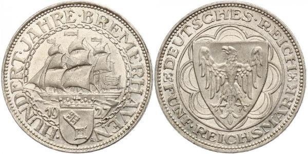5 Mark Weimarer Republik (1918-1933) Silber 