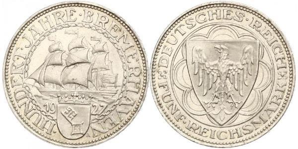 5 Mark Weimarer Republik (1918-1933) Silber 