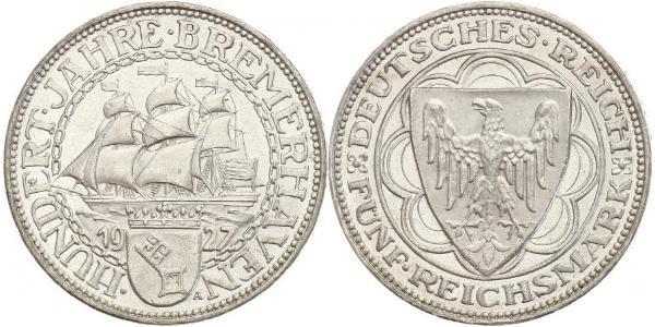 5 Mark Weimarer Republik (1918-1933) Silber 
