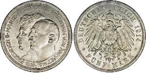 5 Mark Anhalt-Dessau (1603 -1863) Silver Friedrich II, Duke of Anhalt (1856 – 1918)