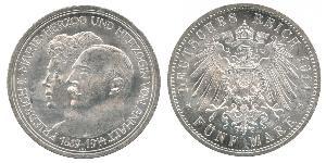 5 Mark Anhalt-Dessau (1603 -1863) Silver Friedrich II, Duke of Anhalt (1856 – 1918)