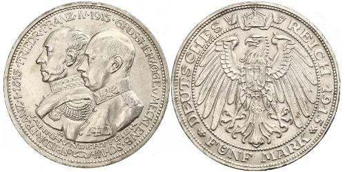 5 Mark Duchy of Mecklenburg-Schwerin (1352-1918) Silver Frederick Francis IV, Grand Duke of Mecklenburg (1882 - 1945)