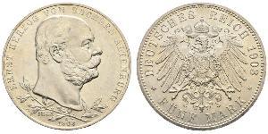 5 Mark Duchy of Saxe-Altenburg (1826 - 1920) Silver Ernst I, Duke of Saxe-Altenburg (1826 - 1908)