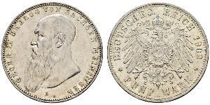 5 Mark Duchy of Saxe-Meiningen (1680 - 1918) Silver Georg II, Duke of Saxe-Meiningen