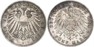 5 Mark Free City of Lübeck Silver 