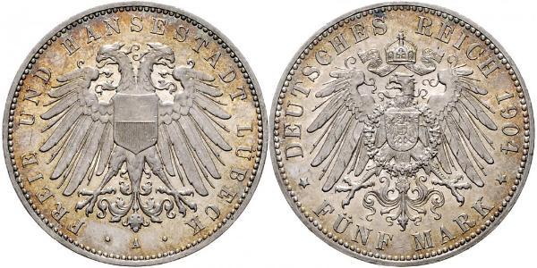 5 Mark Free City of Lübeck Silver 