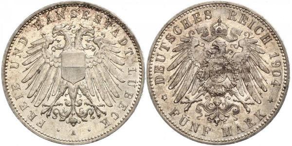 5 Mark Free City of Lübeck Silver 
