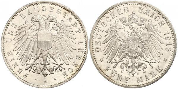 5 Mark Free City of Lübeck Silver 